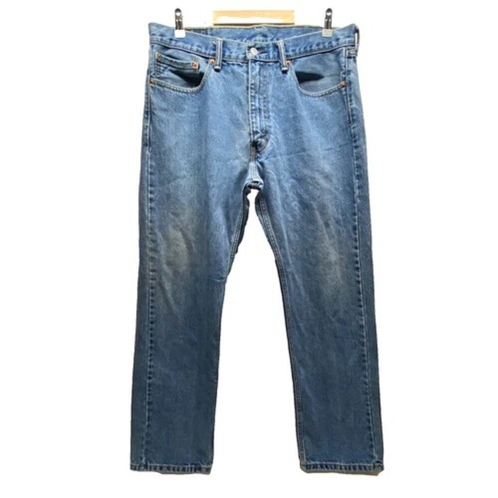 Levi's 505 Men's Blue Jeans Medium Wash Regular Fit 36x32 Straight Leg Stretch